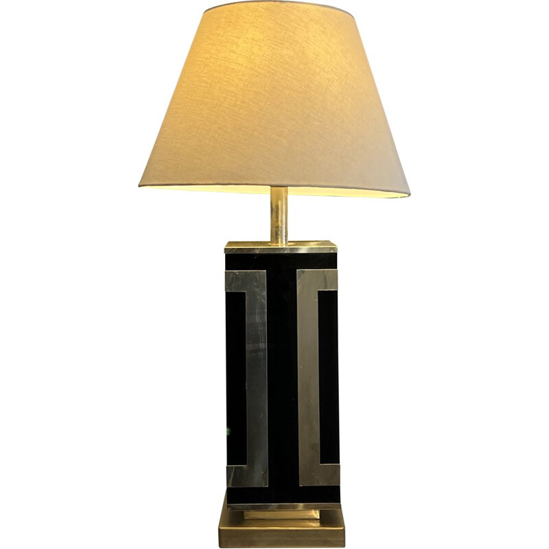 Vintage black and gold lamp, 1970