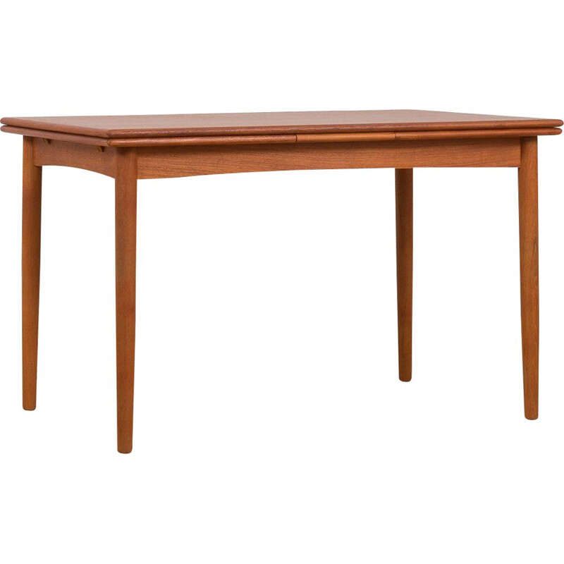 Danish vintage teak dining table with two hidden leaves, 1960s