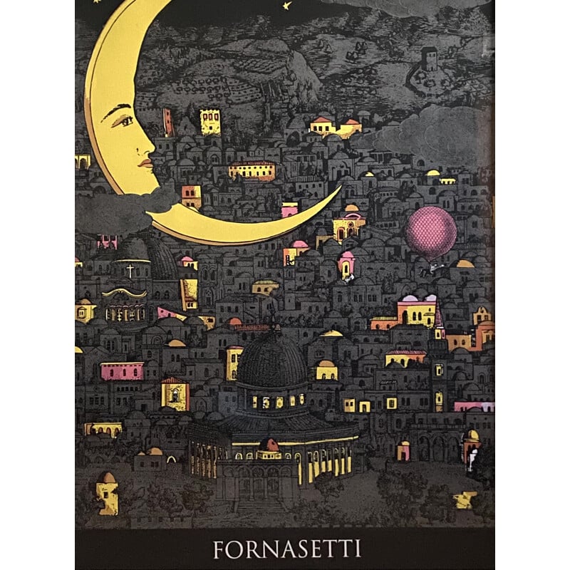 Vintage "Notte su Gerusalemme" serigraph by Piero Fornasetti, 1960s