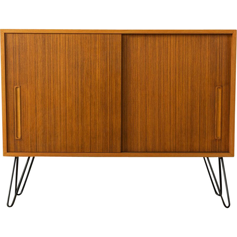 Vintage walnut chest of drawers with two sliding doors, Germany 1960s