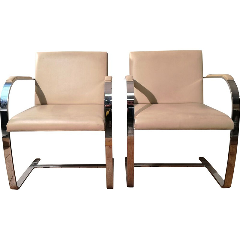 Pair of vintage armchairs by Ludwig Mies Van der Rohe for Knoll