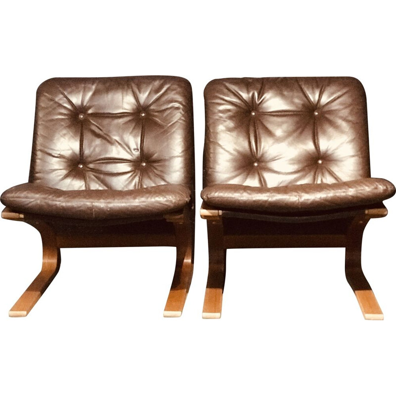 Pair of vintage Siesta armchairs by Solheim for Rykken & Coas, Norway 1960s