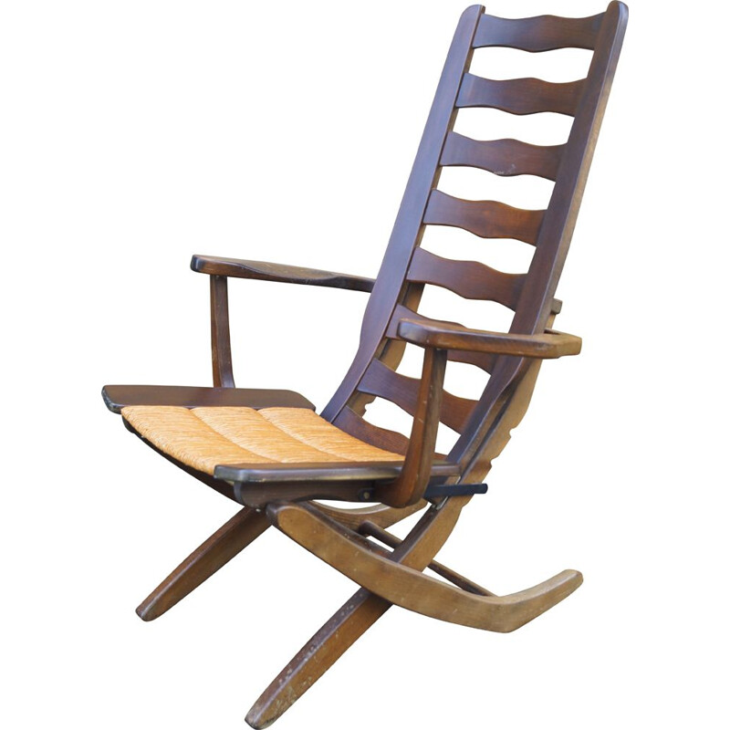 Vintage wooden lounge chair, 1970