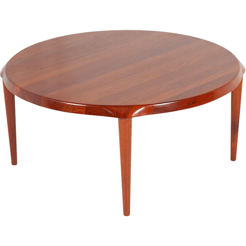 Mid-century Danish solid round teak coffee table by John Boné for Mikael Laursen, 1960s