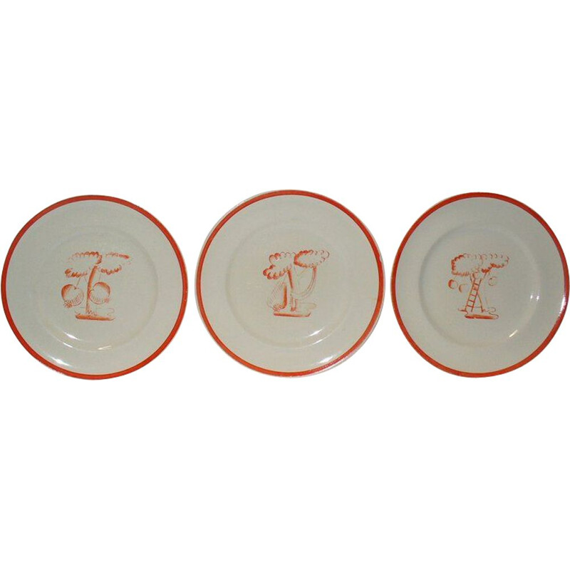 Set of 3 vintage plates by Gio Ponti for Richard Ginori, 1933