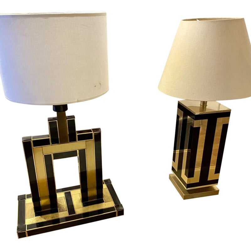 Pair of vintage gold lamps, 1970