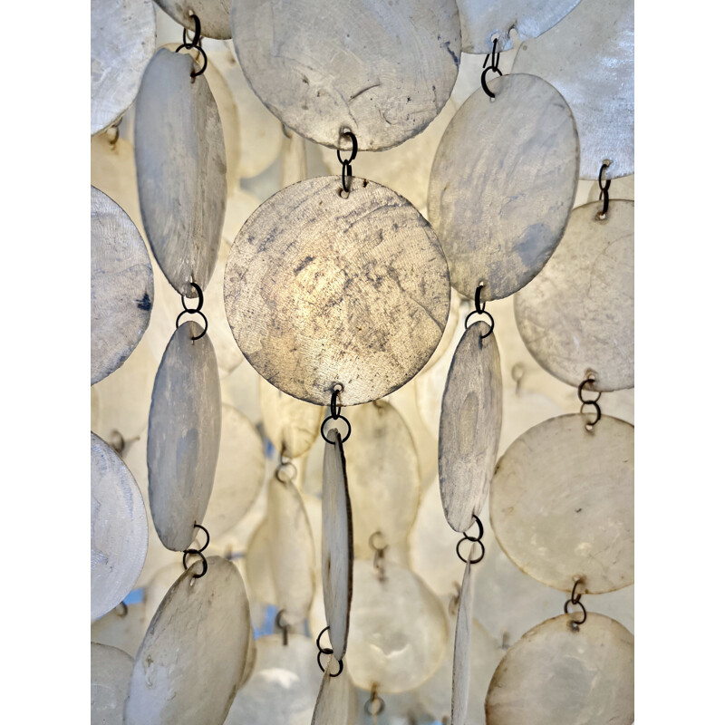 Vintage mother of pearl and metal chandelier by Verner Panton, 1970