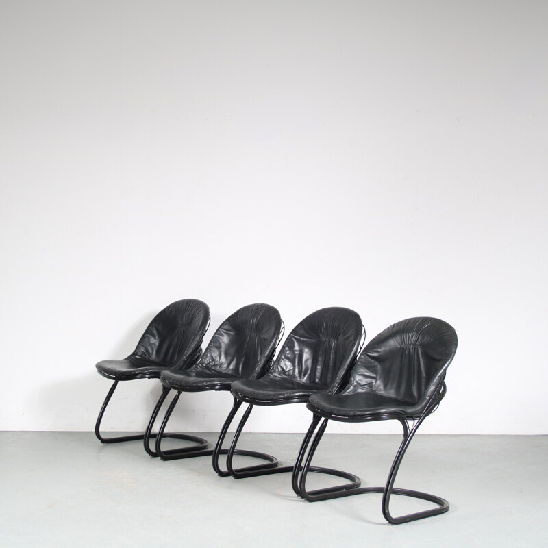 Set of 4 vintage chairs "Pascale" by Gastone Rinaldi for Thema, Italy 1970s