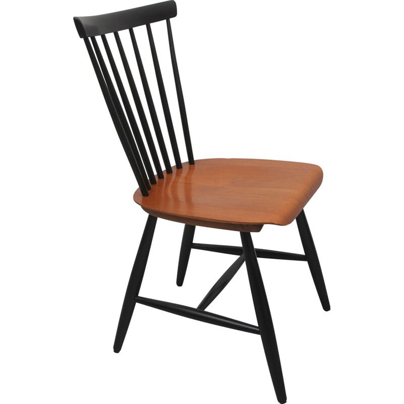 Vintage black solid wood chair by Erik Fryklund for Hagafors, 1950s