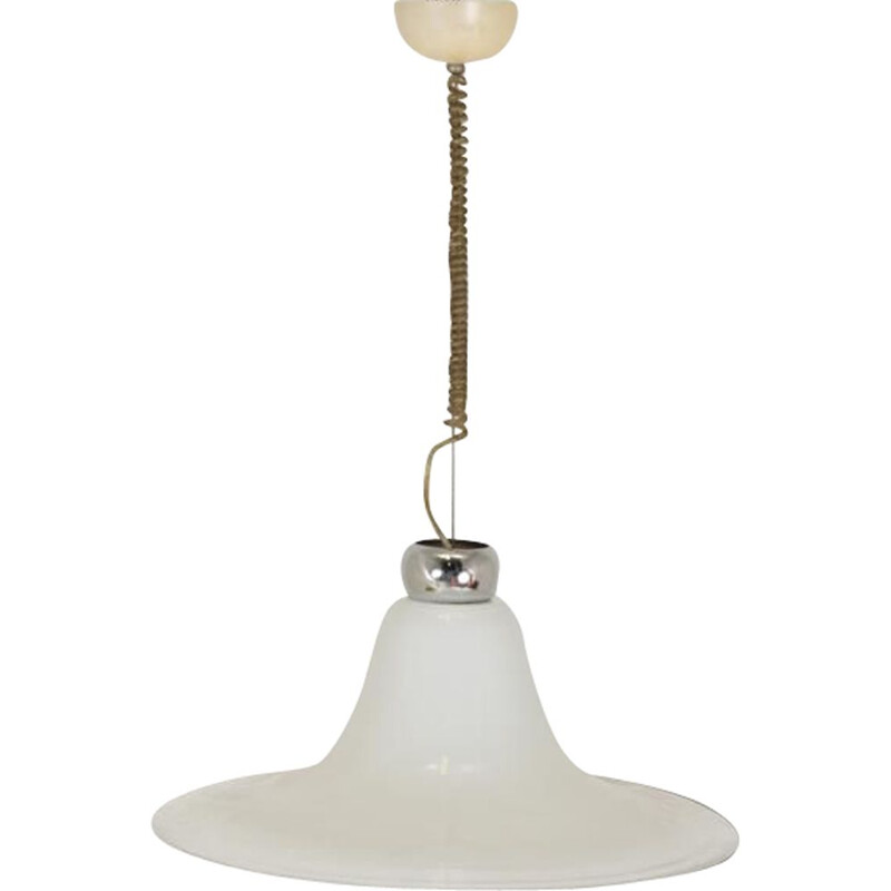 Scandinavian vintage white opaline pendant lamp