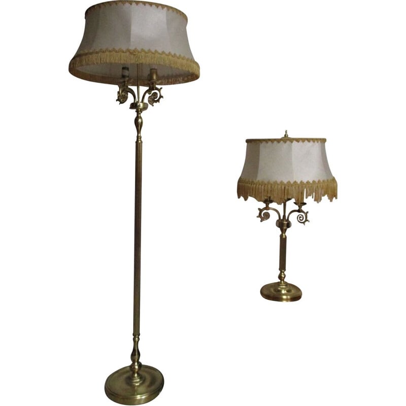 Pair of vintage brass floor lamps, 1970s