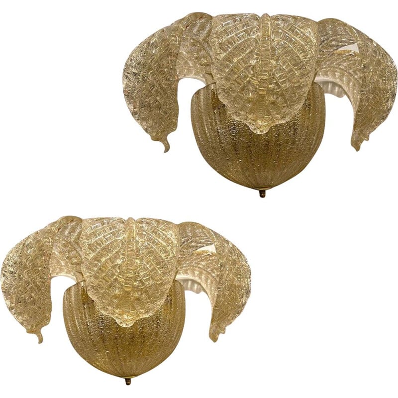 Pair of vintage italian sconces in Murano glass