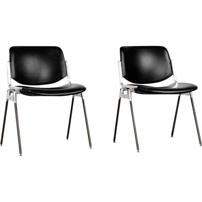 Pair of vintage Italian Dsc 106 side chairs by Giancarlo Piretti for Castelli, 1960s