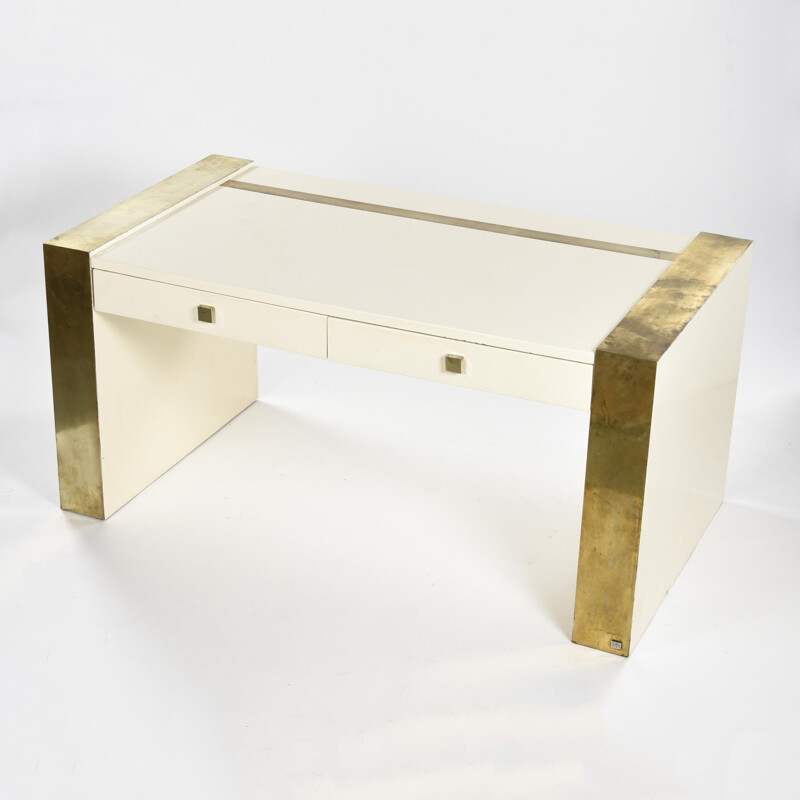 Vintage lacquered wood desk by Jean-Claude Mahey, France 1970