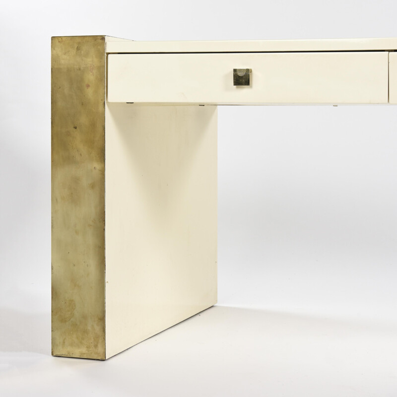 Vintage lacquered wood desk by Jean-Claude Mahey, France 1970