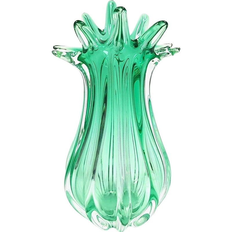 Vintage Murano twisted glass vase by Seguso, Italy 1960s