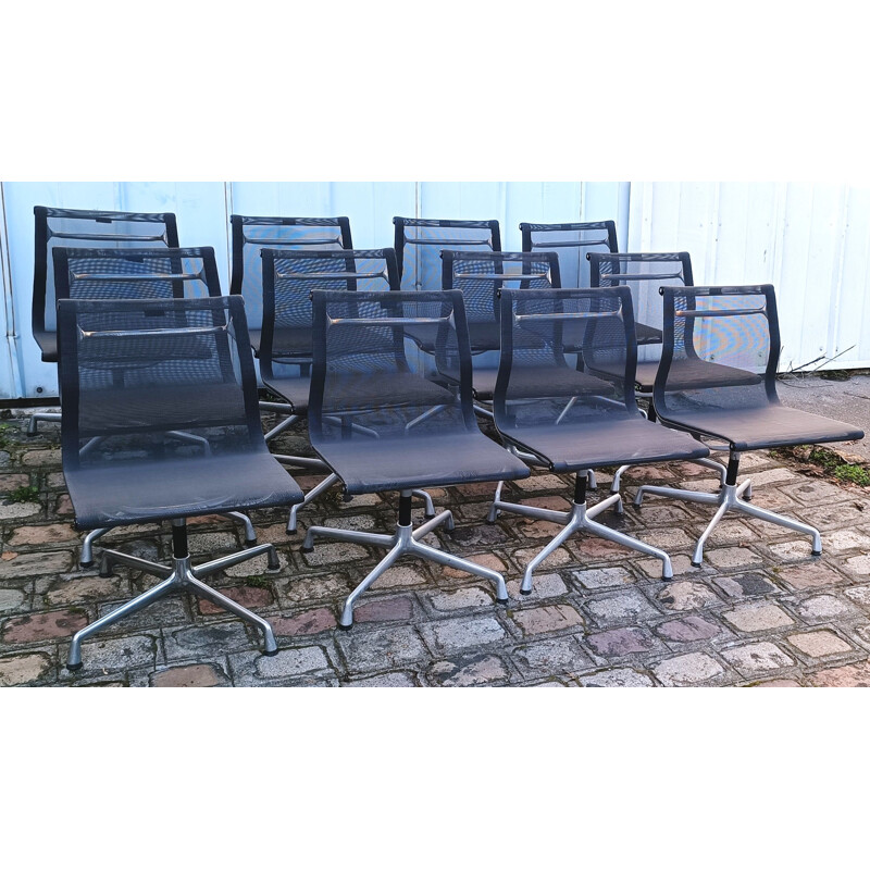 Set of 12 vintage Ea105 aluminum chairs by Charles & Ray Eames for Vitra