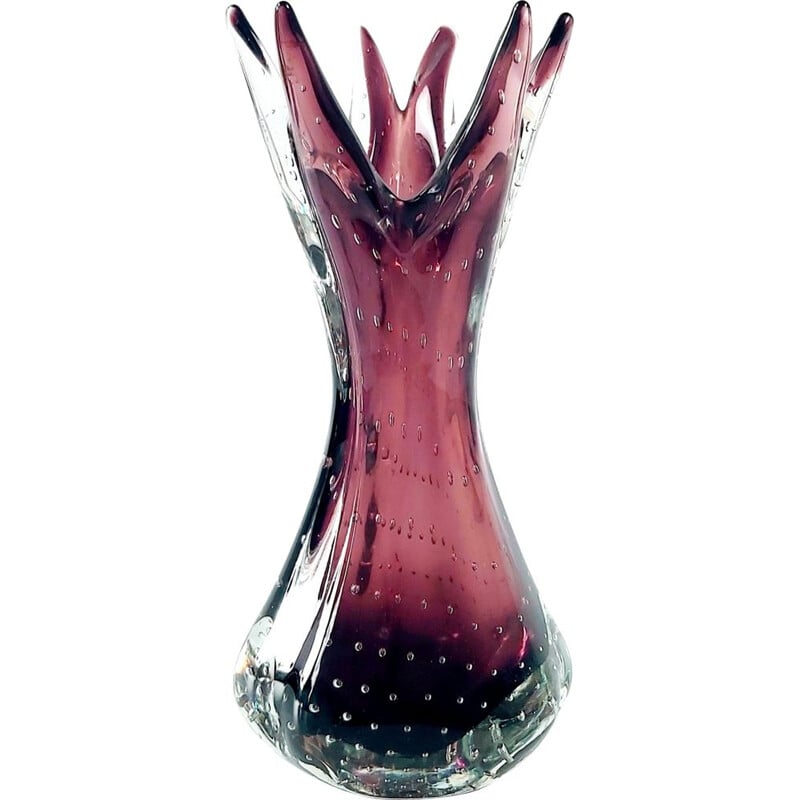 Vintage Bullicante Murano glass vase by Archimede Seguso, Italy 1970s