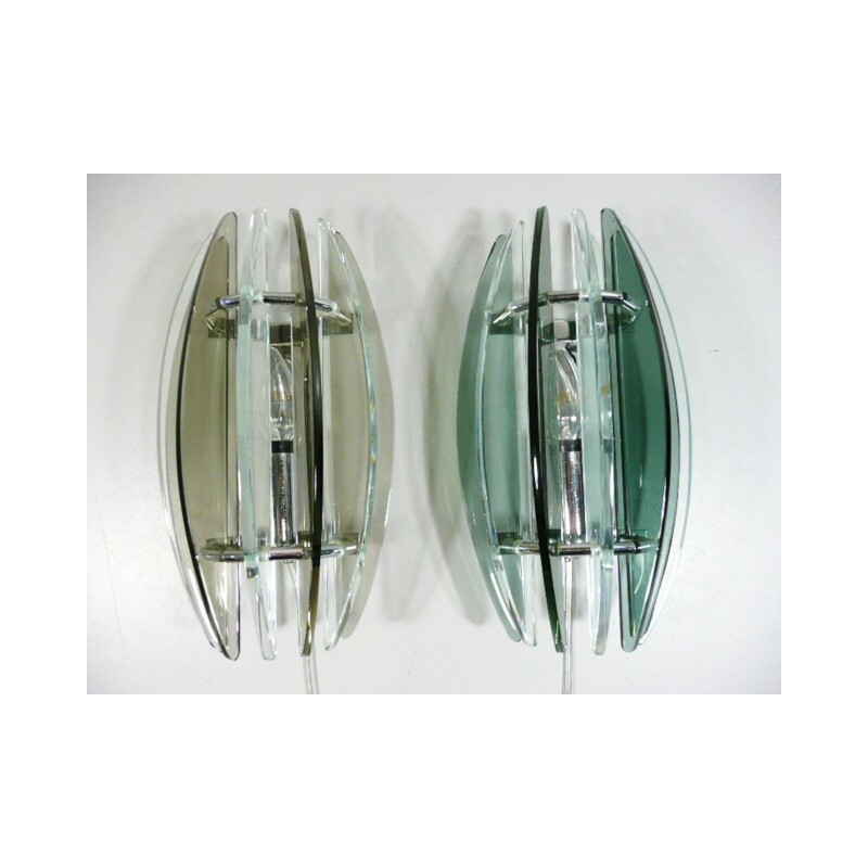 Pair of wall lamps in glass - 1960s