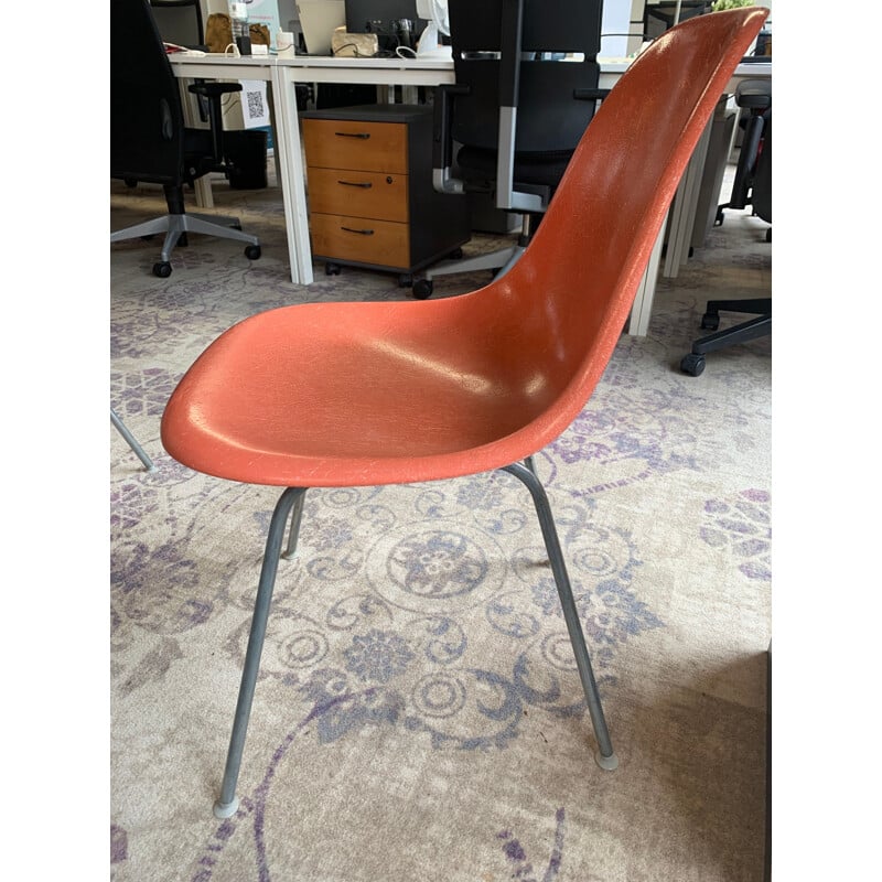 Vintage orange Eames Dsx chair for Herman Miller, 1970s