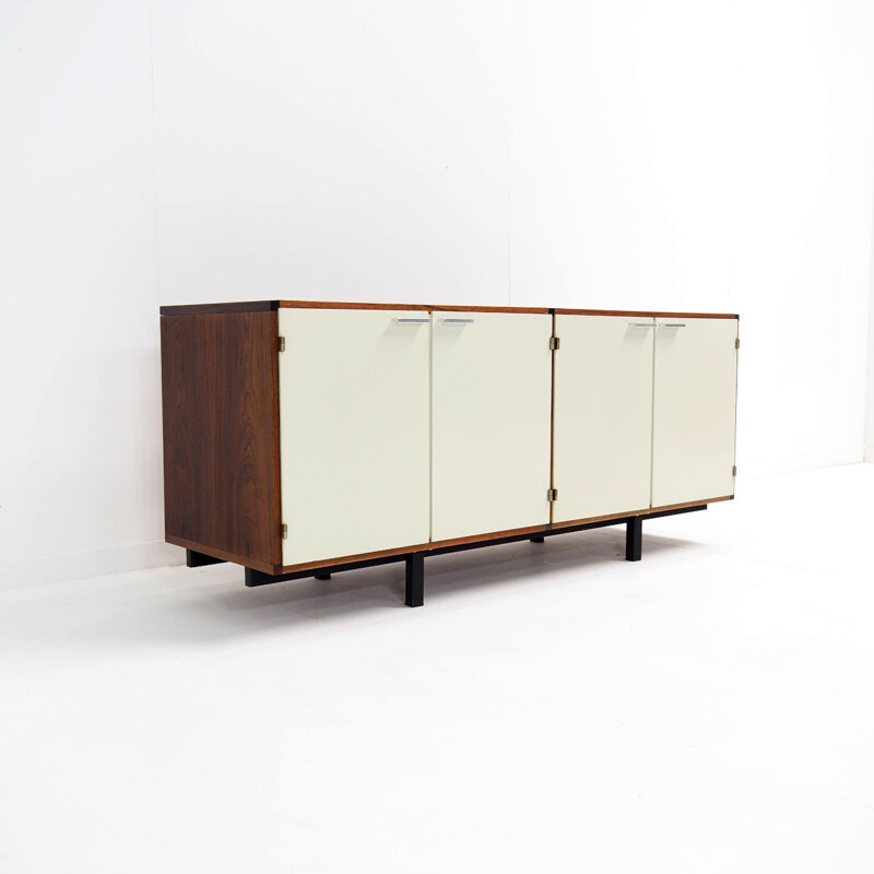 Vintage sideboard in white with wengé wood by Cees Braakman for Pastoe, Netherlands 1960s