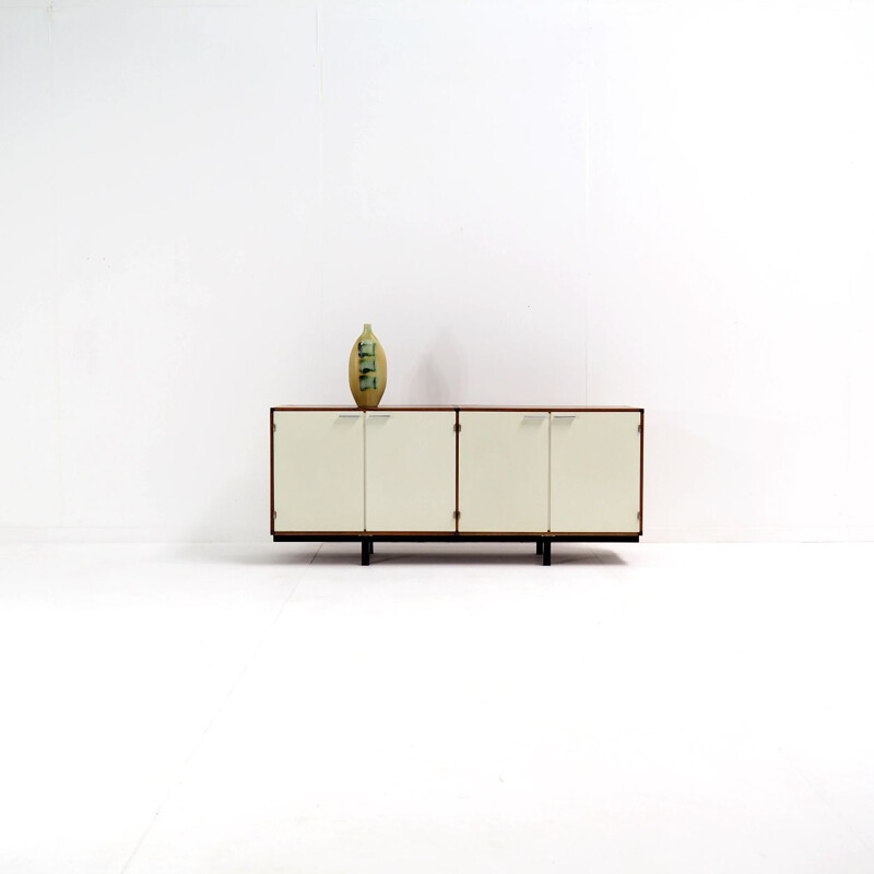 Vintage sideboard in white with wengé wood by Cees Braakman for Pastoe, Netherlands 1960s