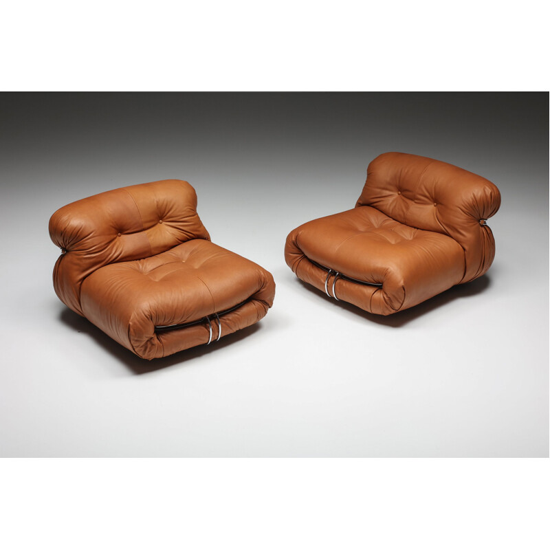 Pair of vintage armchairs "Soriana" by Afra and Tobia Scarpa for Cassina, Italy 1970s