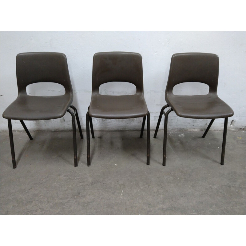Set of 3 vintage kids school chairs by Jac Vogels for Marko