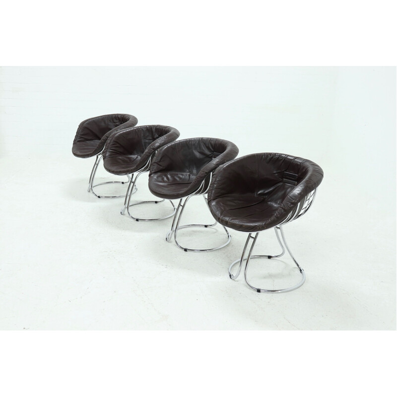 Set of 4 vintage Pan Am dining chairs by Gastone Rinaldi for Rima, 1970s