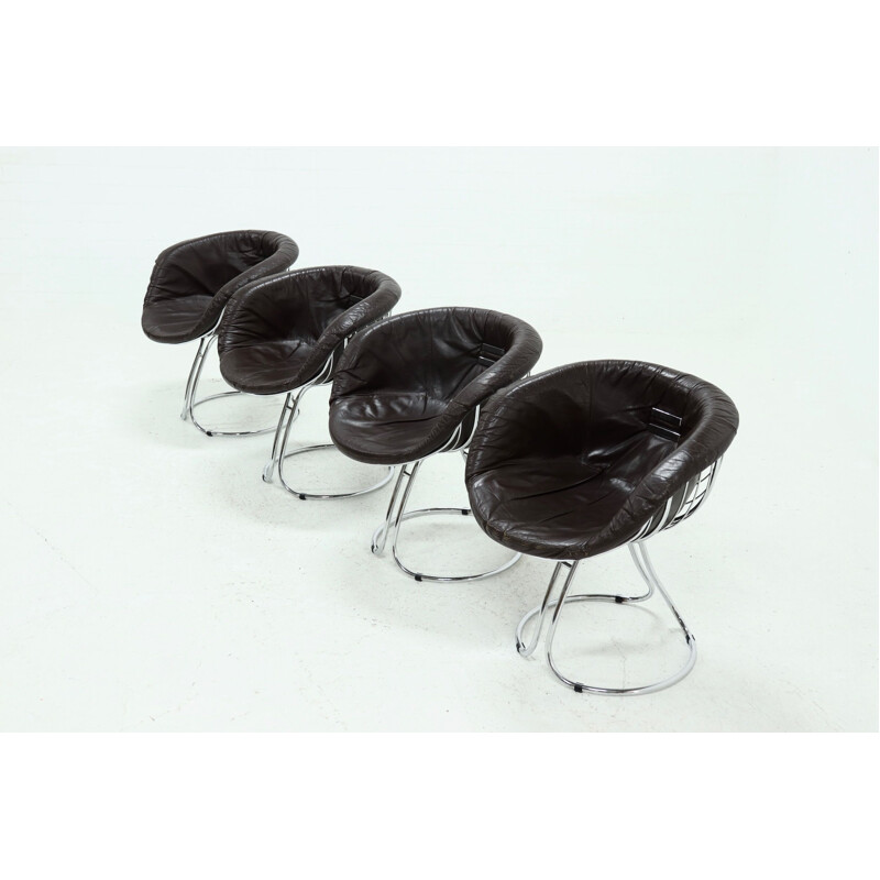 Set of 4 vintage Pan Am dining chairs by Gastone Rinaldi for Rima, 1970s
