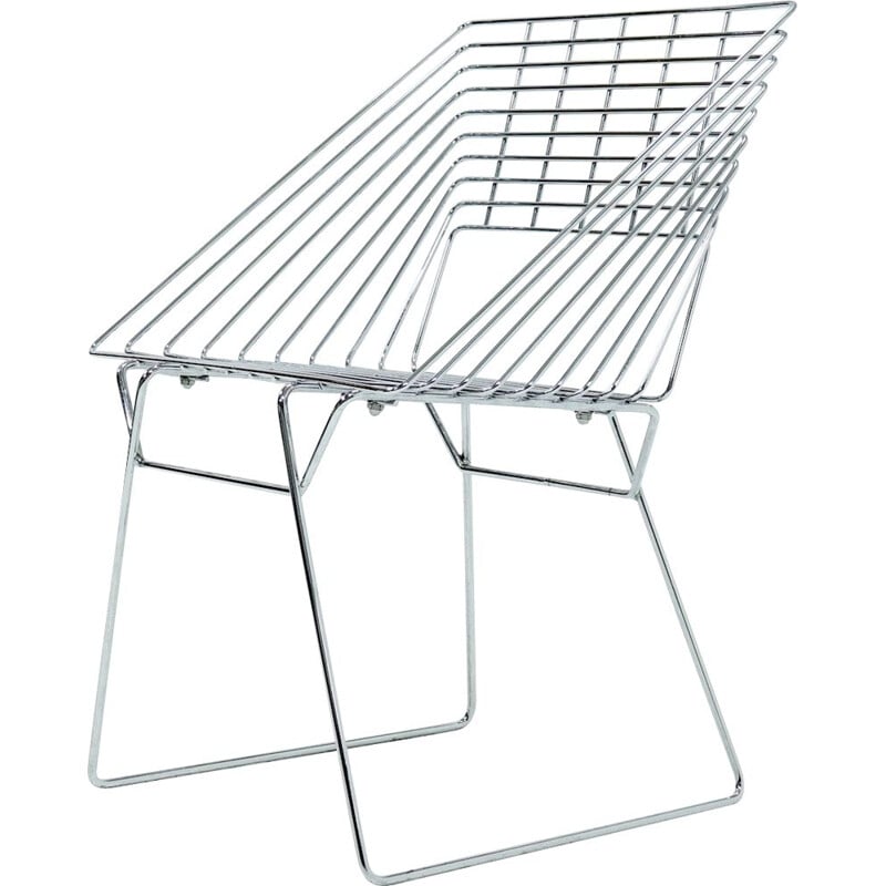 Vintage chrome wire chair by Verner Panton for Fritz Hansen, 1970s