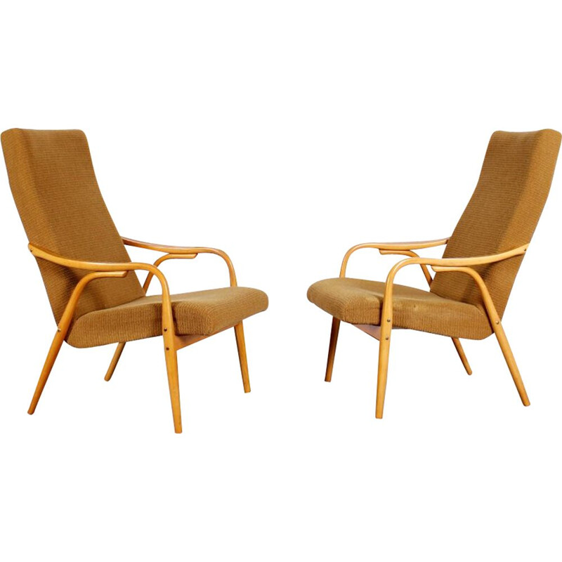 Pair of vintage armchairs by Ton