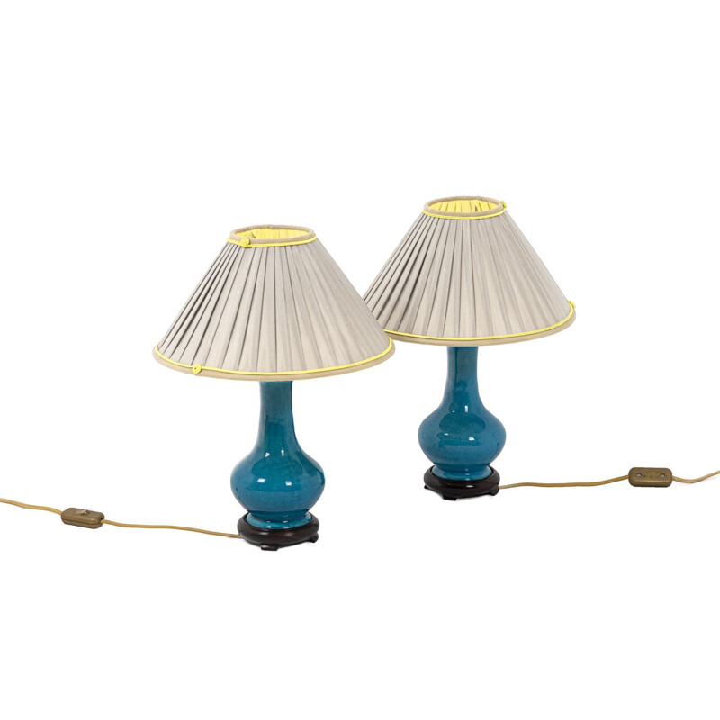 Pair of vintage ceramic lamps by Pol Chambost