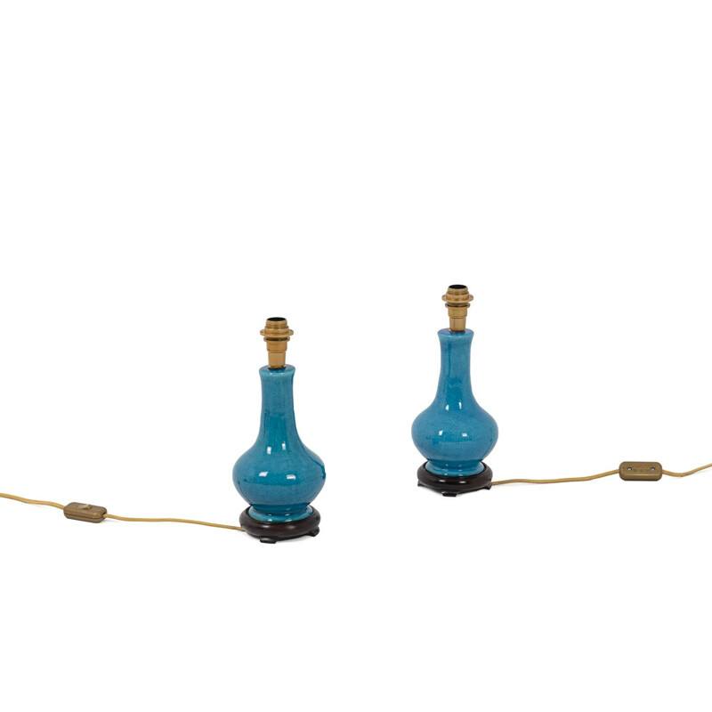 Pair of vintage ceramic lamps by Pol Chambost