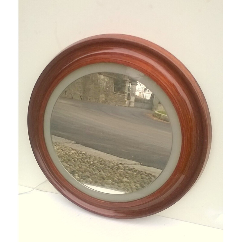 Vintage round mirror with light - 1960s