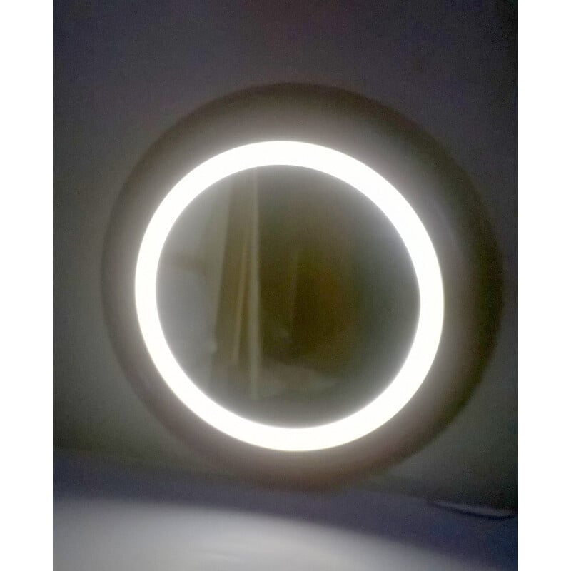 Vintage round mirror with light - 1960s