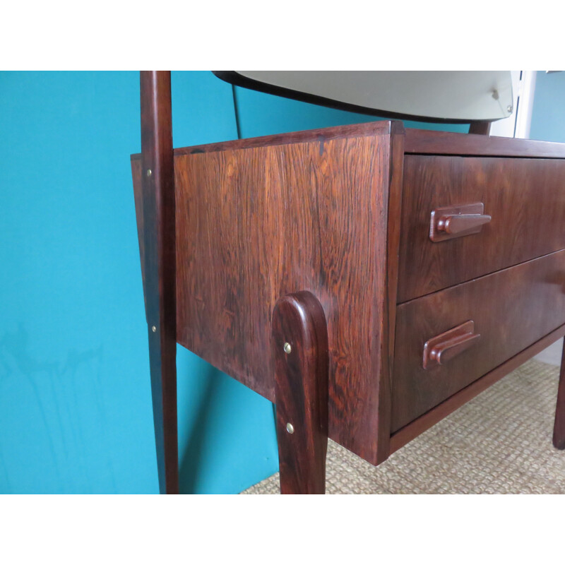 Dresser and its stool in rosewood and leather - 1960s