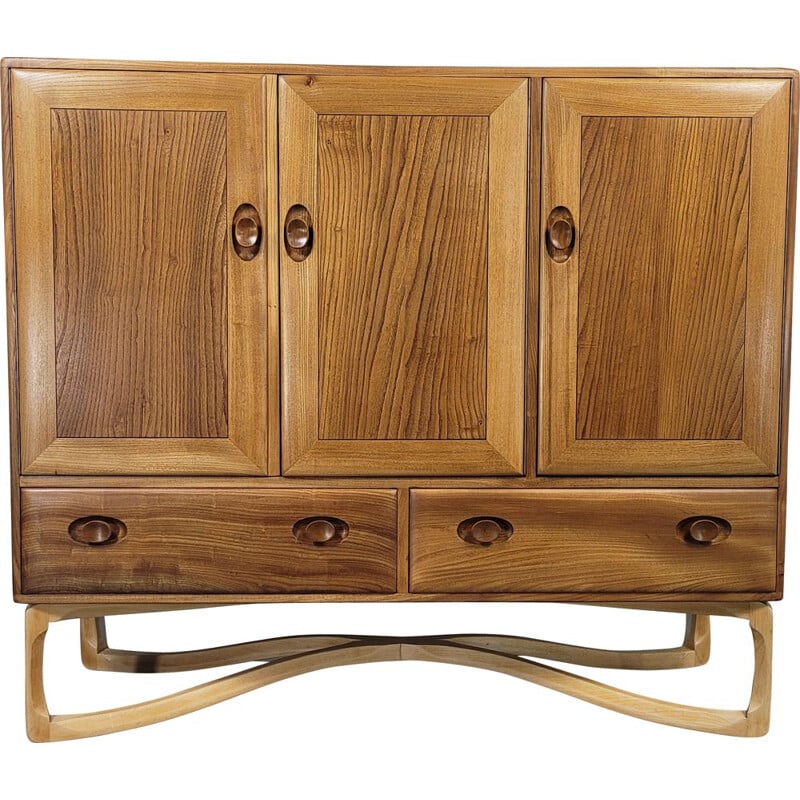 Vintage elmwood sideboard by Lucian Ercolani for Ercol, 1960s