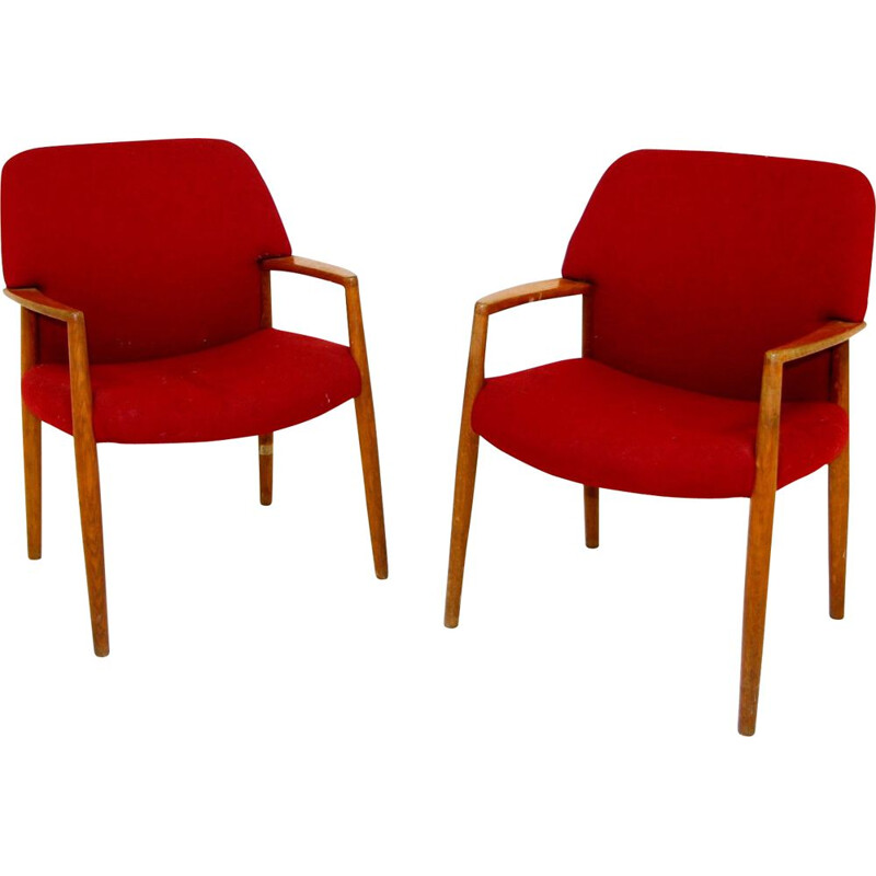 Pair of vintage armchairs by Aksel Bender Madsen & Ejner Larsen for Fritz Hansen, Sweden 1960