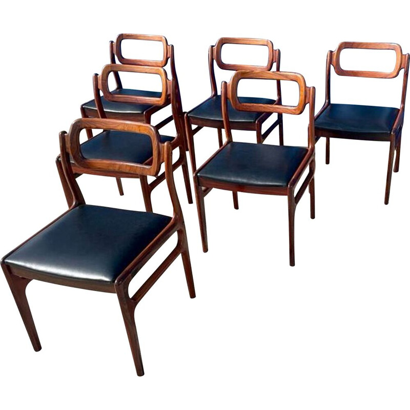 Set of 6 vintage rosewood dining chairs by Johannes Andersen for Uldum Mobelfabrik