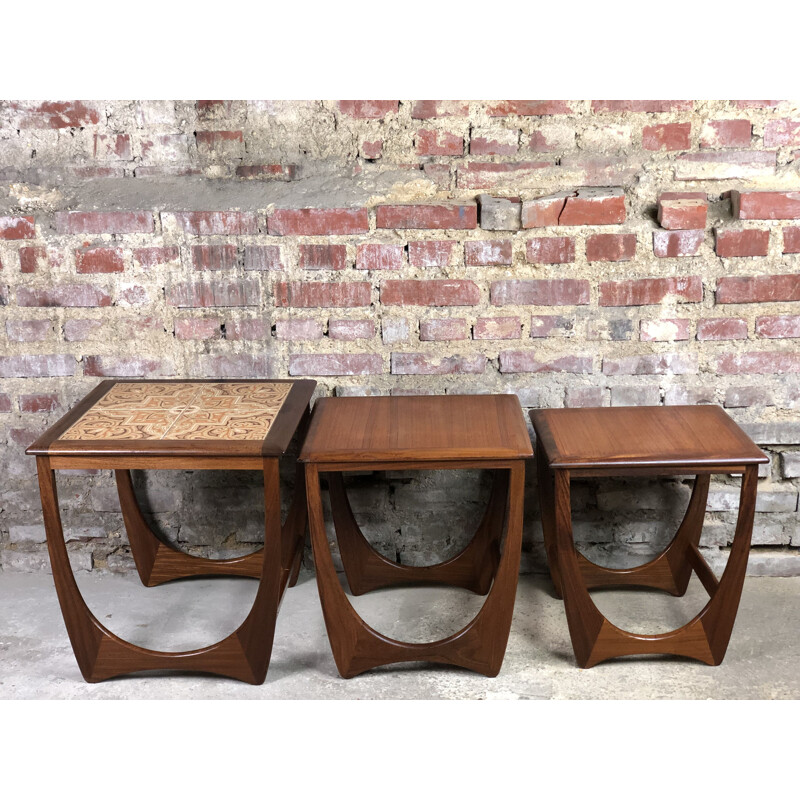 Set of 3 vintage teak tables by Victor Wilkins, 1960s