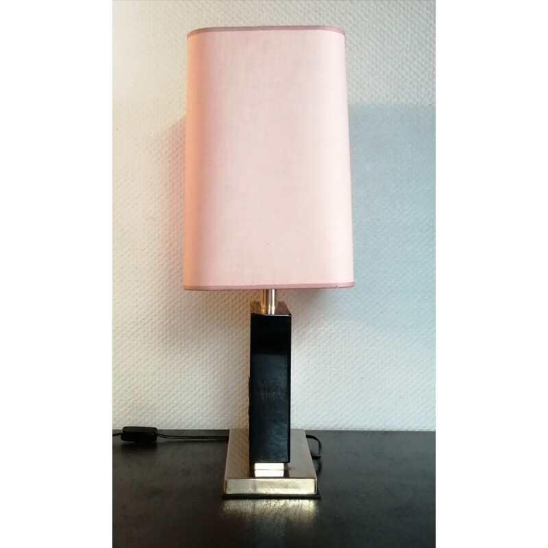 Vintage lamp in lacquered wood by Jean Claude Mahey by Maison Romeo, 1970s