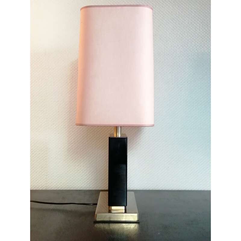 Vintage lamp in lacquered wood by Jean Claude Mahey by Maison Romeo, 1970s