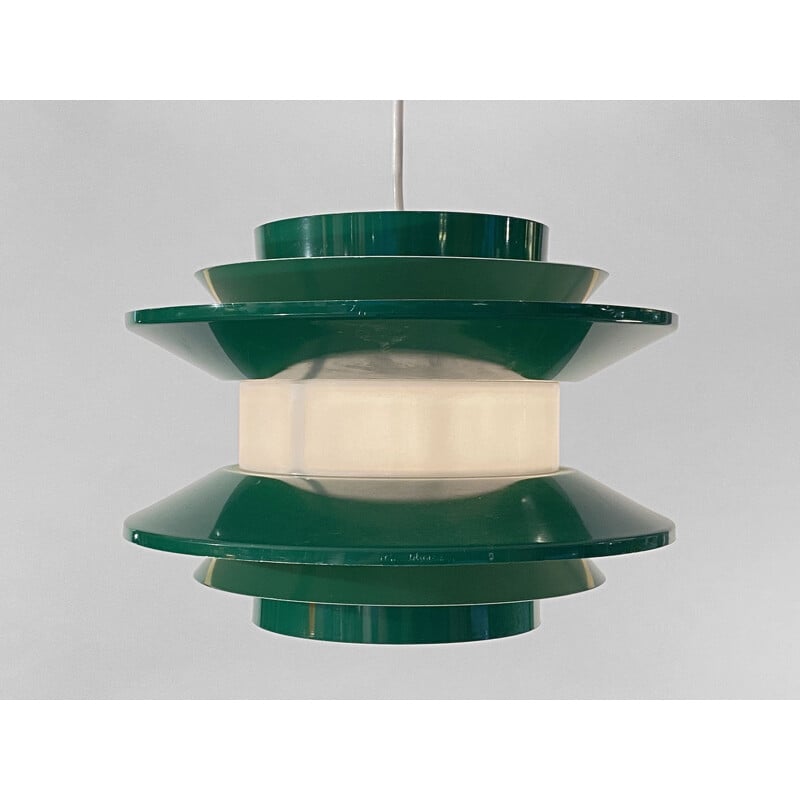 Vintage pendant lamp "Trava" green by Carl Thore for Granhaga Metallindustri, Sweden 1970s