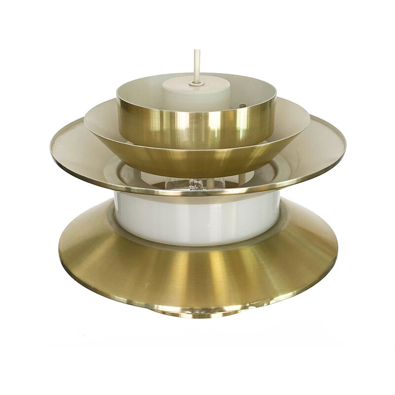 Vintage pendant lamp "Trava" in golden aluminium by Carl Thore for Granhaga Metallindustri, Sweden 1970s