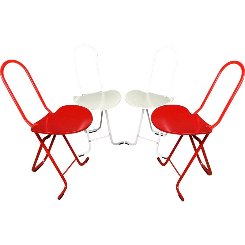 Set of 4 vintage folding chairs Dafne by Gastone Rinaldi for Thema, Italy  1980s