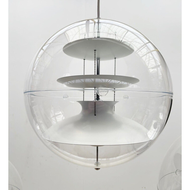 Set of 3 mid-century Verpan glass globe pendant lamps by Verner Panton, Italy 1970s
