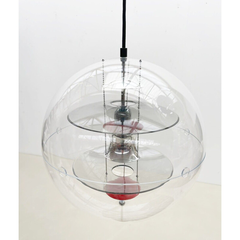 Set of 3 mid-century Verpan glass globe pendant lamps by Verner Panton, Italy 1970s