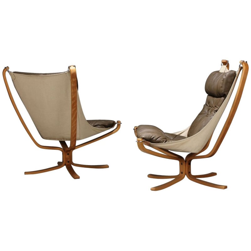 Pair of armchairs "Falcon" in leather, Sigurd RESSELL - 1970s