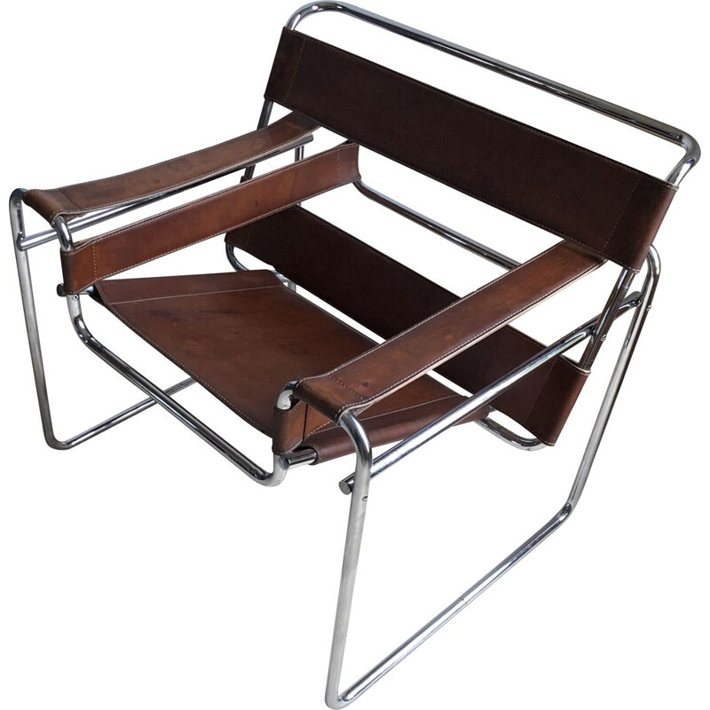 Vintage tubular steel armchair by Breuer